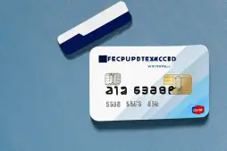 A credit card next to a computer with a secured lock symbol on the screen